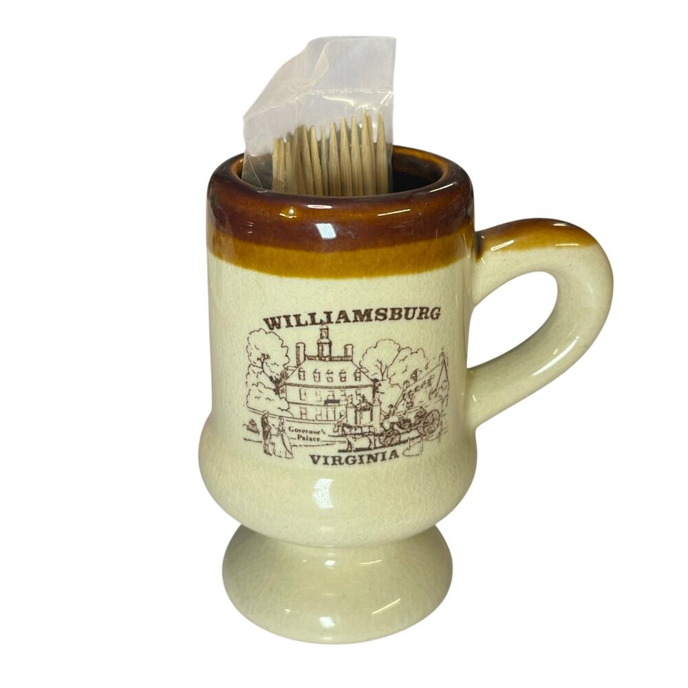 Vintage Williamsburg Virginia Governor’s Palace Mini Mug Toothpick Holder